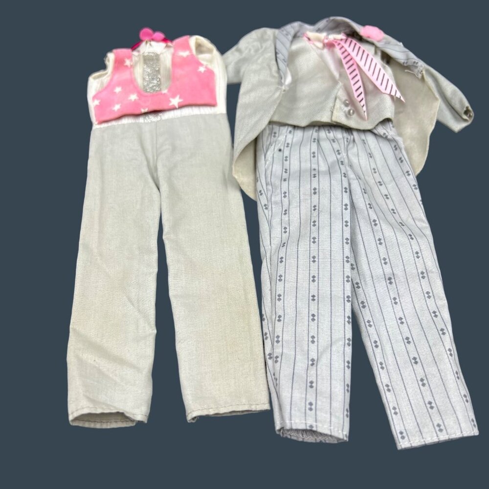 Ken Doll Clothes  2-Piece Wedding Suit & Vest With Pink Tie 1 piece star tuxedo